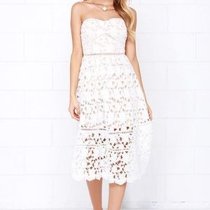 Lulu's Ivory Lace Midi Dress